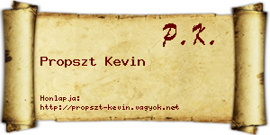 Propszt Kevin névjegykártya